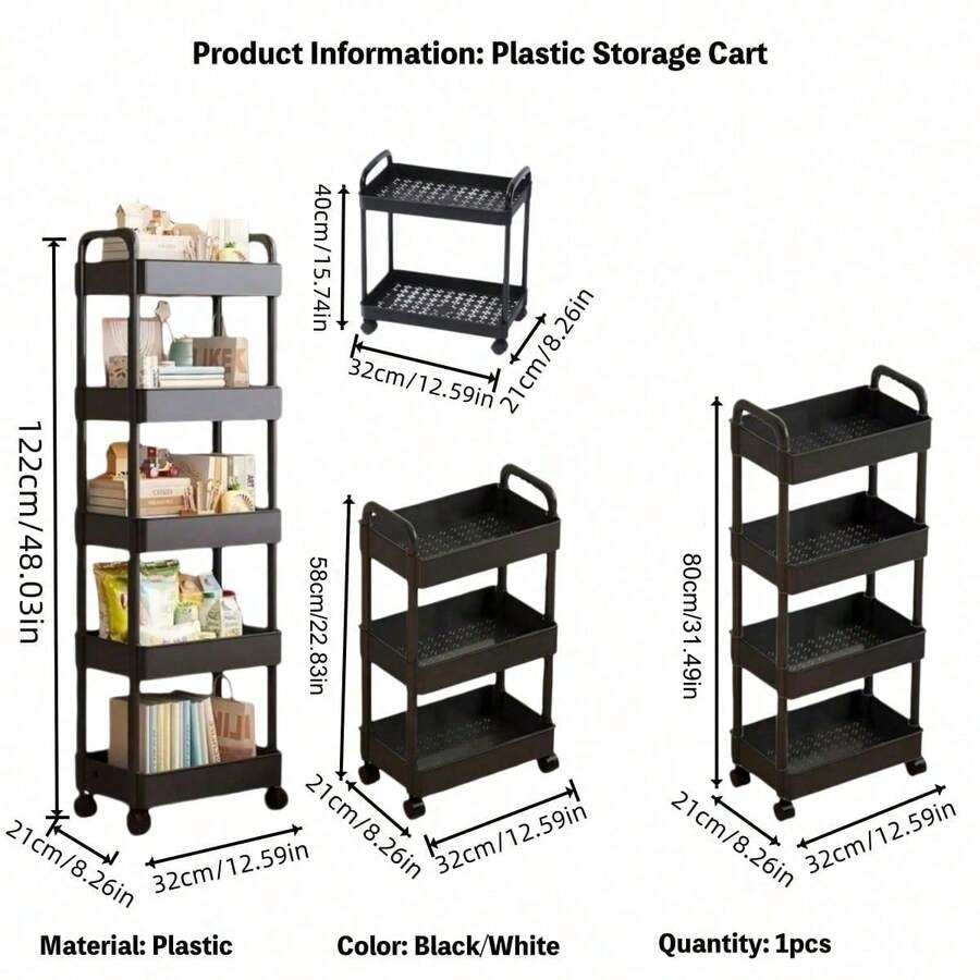 Rolling Storage Cart — Black or White